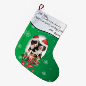 Grün FÜGEN SIE IHREN HUND Foto und Name Sehr geehr Großer Weihnachtsstrumpf (Vorderansicht (hängend))