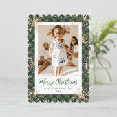 Grün Funkelnd Schneeflocken Foto Frohe Weihnachten (Stehend Vorderseite)