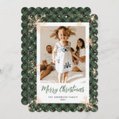 Grün Funkelnd Schneeflocken Foto Frohe Weihnachten (Vorne/Hinten)