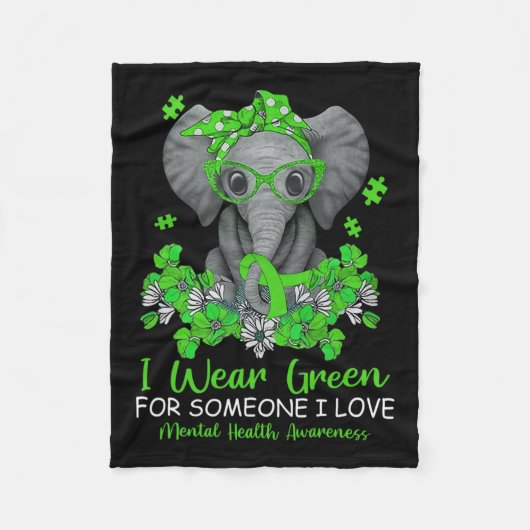 Grün für das Bewusstsein für psychische Gesundheit Fleecedecke (Vorderseite)