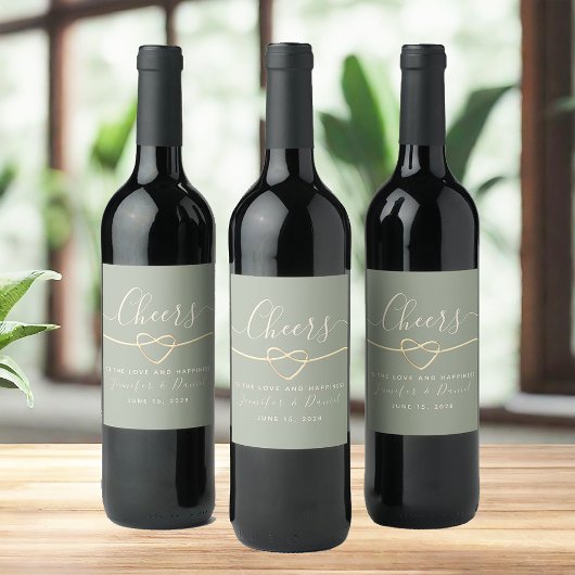 Grün für die Hochzeit Weinflaschen Weinetikett