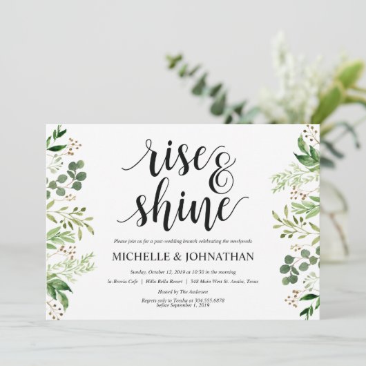 Grün geben Hochzeits-Brunch-Einladungs-Karte Einladung (Stehend Vorderseite)