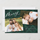 Grün gebürstet Kariert 3 Foto Feiertagskarte (Vorderseite)