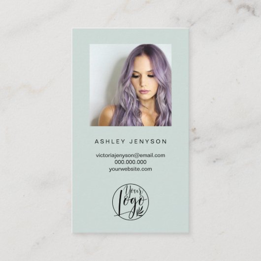 Grün gebürstetes Script Foto Logo Bestellung Viele Visitenkarte (Rückseite)