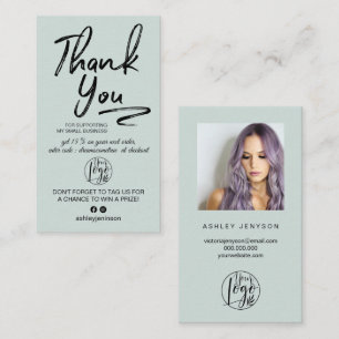 Grün gebürstetes Script Foto Logo Bestellung Viele Visitenkarte