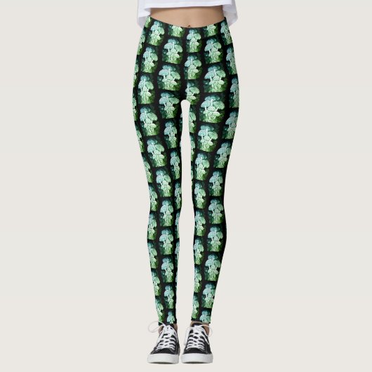 Grün gefärbter Pilz überall Customized Modern Leggings (Vorderseite)