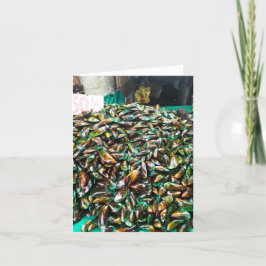 Grün geklebte Mussels für den Verkauf geklappter F Feiertagskarte
