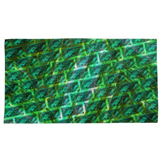 Grün, gekratzt, Gitter oder andere Ziegelsteine Kissenbezug (Vorderseite-Rechts)