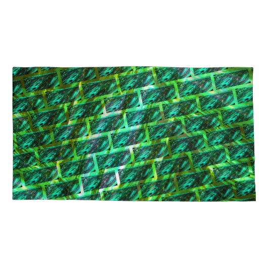 Grün, gekratzt, Gitter oder andere Ziegelsteine Kissenbezug (Rückseite-Links)