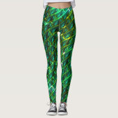 Grün, gekratzt, Gitter oder andere Ziegelsteine Leggings (Vorderseite)