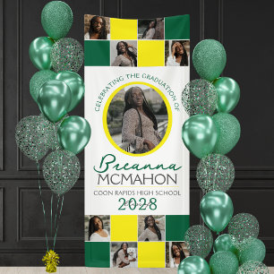 Grün & Gelb 9 Foto-Collage-Abschluss Vinyl Banner