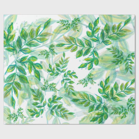 Grün-Gelb-Blätter Geschenkpapier (Flach)