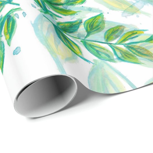 Grün-Gelb-Blätter Geschenkpapier (Rolleneckpunkt)
