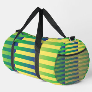 Grün Gelb Blau Gestreiftes Muster Groß Duffle Bag