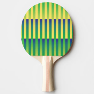 Grün Gelb Blau Gestreiftes Muster Tischtennis Schläger