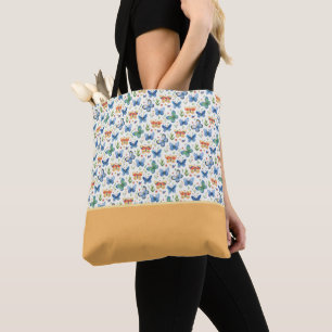 Grün Gelb Blau Schmetterlinge Blumen Farbfeld Tasche