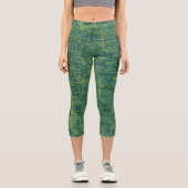 Grün/Gelb-Blende: Anpassen von Logos und Text Capri Leggings (Vorderseite)
