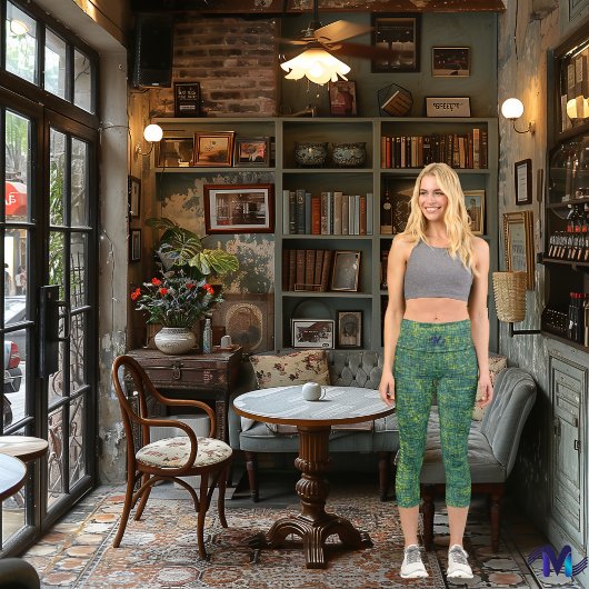 Grün/Gelb-Blende: Anpassen von Logos und Text Capri Leggings