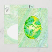 Grün/Gelb gestrichenes Ei Postkarte (Vorne/Hinten)