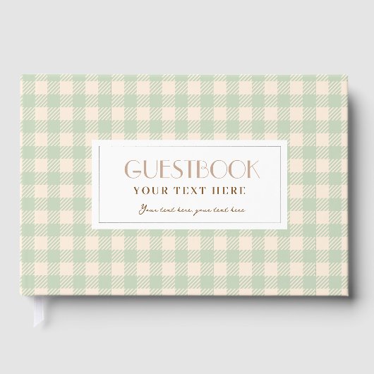 Grün-gelb-hellgrüner Gingham kariert Gästebuch (Vorderseite)