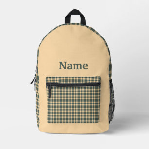 Grün Gelb Kariert Personalisieren Muster Bedruckter Rucksack