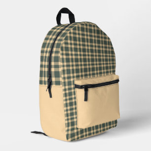 Grün Gelb Karomuster Bedruckter Rucksack