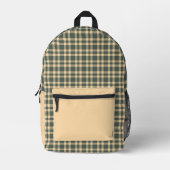 Grün Gelb Karomuster Bedruckter Rucksack (Vorderseite)