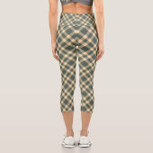 Grün Gelb Karomuster Capri Leggings (Rückseite)