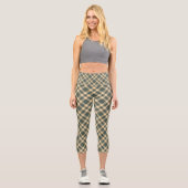 Grün Gelb Karomuster Capri Leggings (Vorderseite)