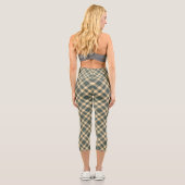 Grün Gelb Karomuster Capri Leggings (Rückseite)