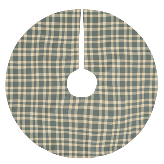 Grün Gelb Karomuster Polyester Weihnachtsbaumdecke (Vorderseite)