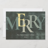 Grün Gelb Merliday Big Letter Feiertagskarte (Vorderseite)