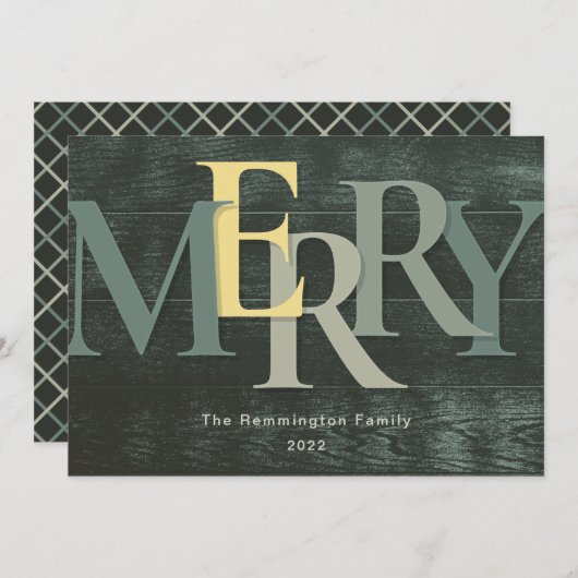 Grün Gelb Merliday Big Letter Feiertagskarte (Vorne/Hinten)