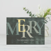 Grün Gelb Merliday Big Letter Feiertagskarte (Stehend Vorderseite)