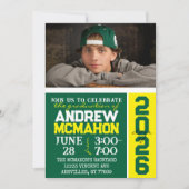 Grün & Gelb Modernes Abschluss Foto Einladung (Vorderseite)