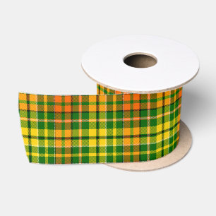 Grün Gelb Orange Kariert Tartan Design Satinband
