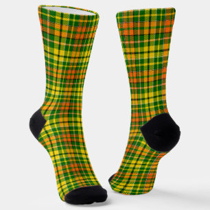 Grün Gelb Orange Kariert Tartan Design Socken
