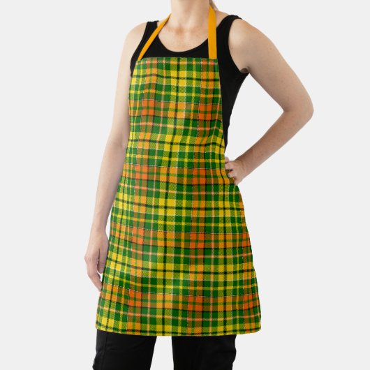 Grün Gelb Orange Karo Tartan Design Schürze (InSitu)