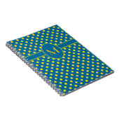 Grün, Gelb Polkas Mit Monogramm SpiralNotebook Notizblock (Rechte Seite)