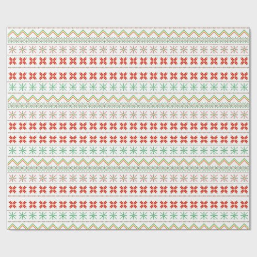 Grün-Gelb-Rot-Pixel-Strickmuster Geschenkpapier (Flach)