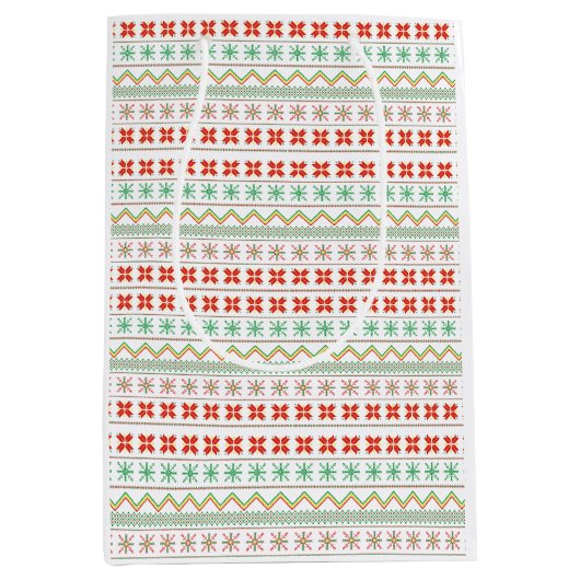 Grün-Gelb-Rot-Pixel-Strickmuster Mittlere Geschenktüte (Vorderseite)