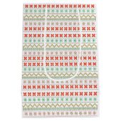 Grün-Gelb-Rot-Pixel-Strickmuster Mittlere Geschenktüte (Rückseite)