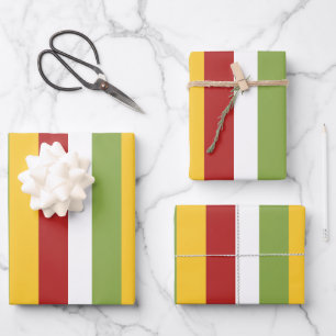 Grün Gelb Rot Streifen Geschenkpapier Set