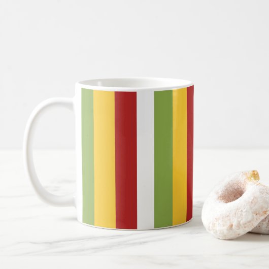 Grün Gelb Rot Streifen Kaffeetasse (Mit Donut)