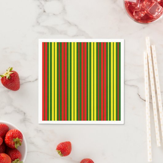 Grün Gelb Rot Vertikale Streifen Design Serviette (Beispiel)