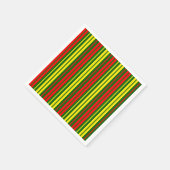 Grün Gelb Rot Vertikale Streifen Design Serviette (Ecke)