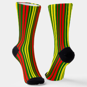 Grün Gelb Rot Vertikale Streifen Design   Socken