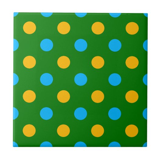 Grün Gelb Schwarz Polka Punkte Design  Fliese (Vorderseite)