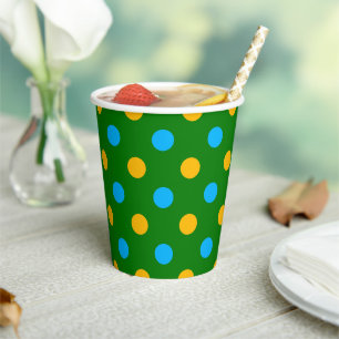 Grün Gelb Schwarz Polka Punkte Design Pappbecher