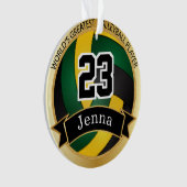 Grün, Gelb und Schwarzer Volleyball | DIY Text Ornament (Vorderseite)